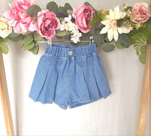 Load image into Gallery viewer, Girls Pleated  Denim Shorts
