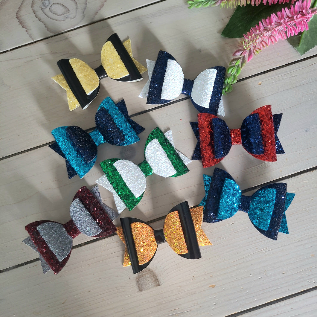 Double Glitter School Hair Bow