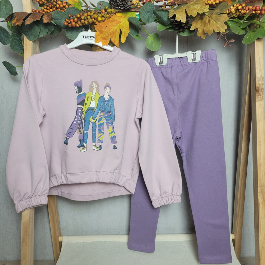 Girls 2 Piece Lilac Legging Set|Funky