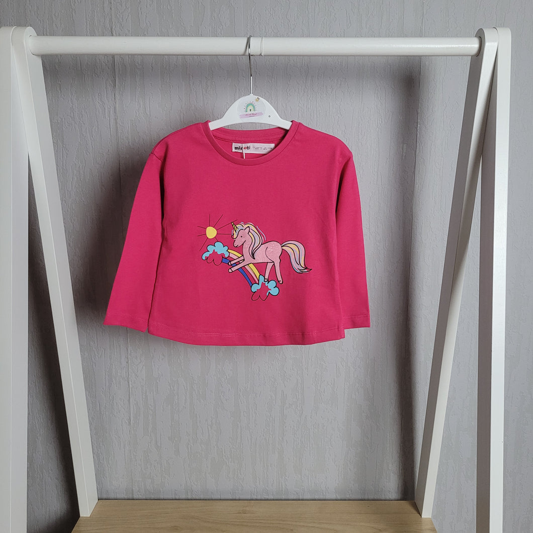 Minoti Girls Pink Unicorn Top