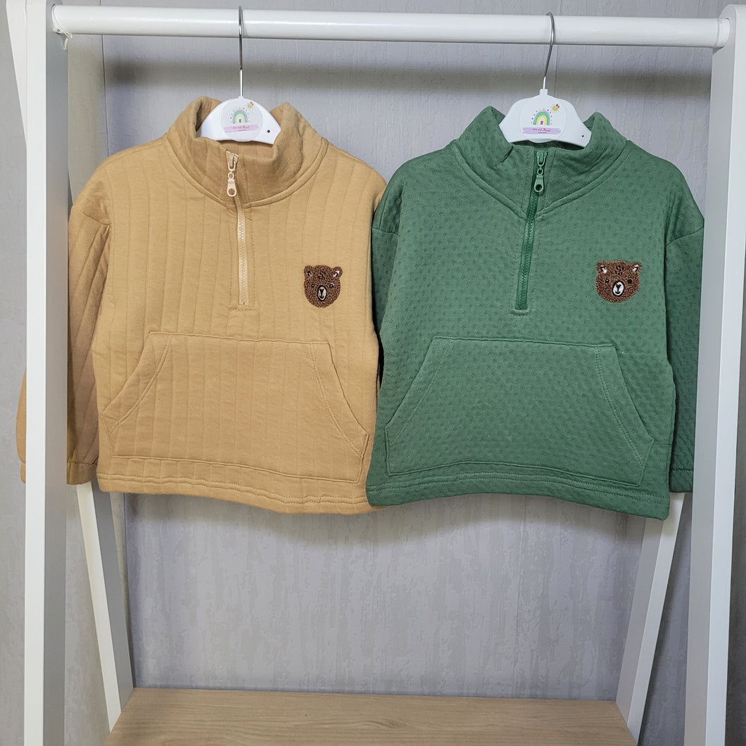 Boys Bear 1/4 zip Sweatshirt