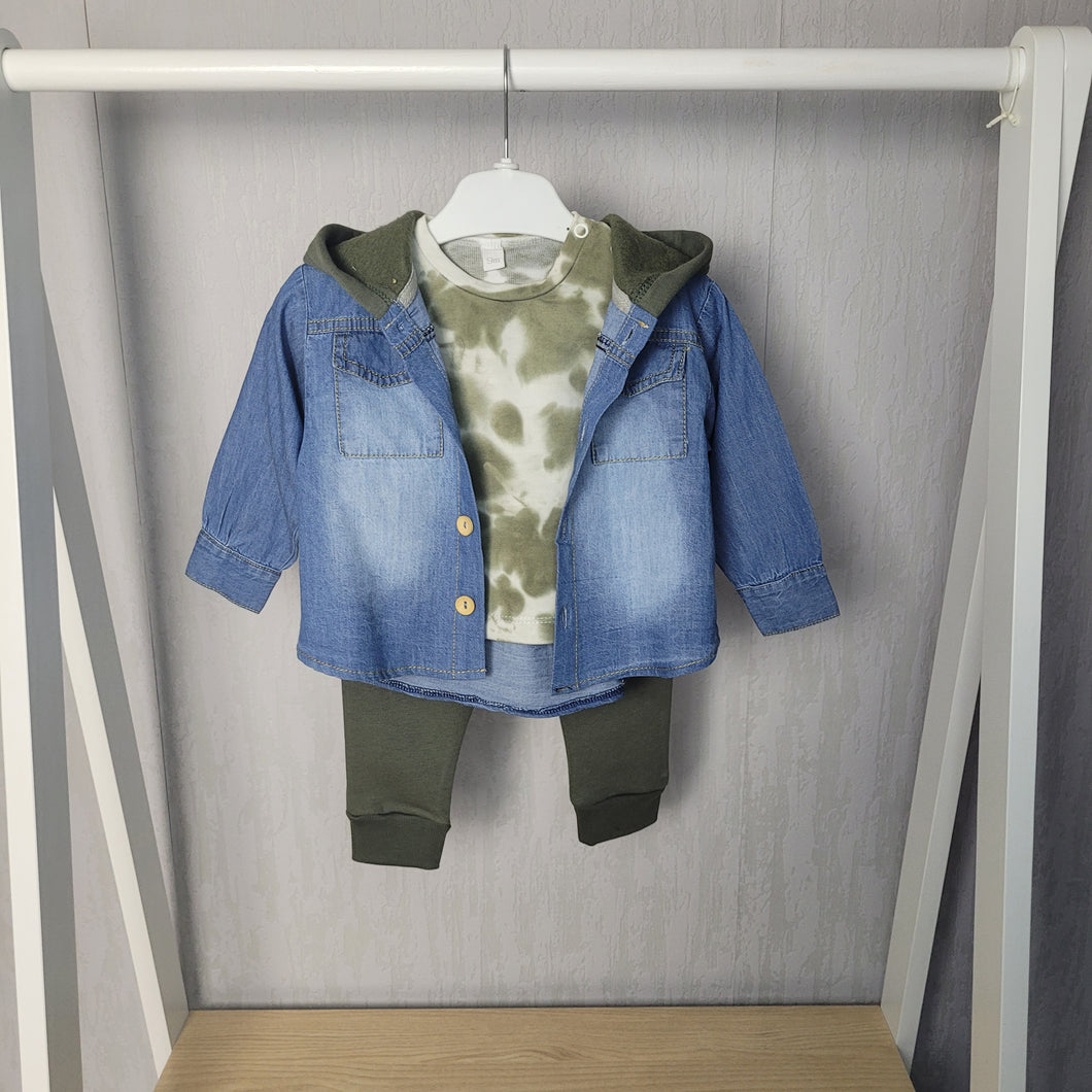 Baby Boys Khaki and Denim 3 Piece Set