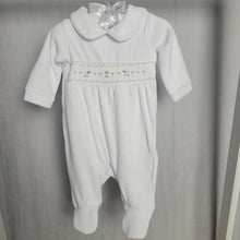 Load image into Gallery viewer, Baby Unisex Smocked Velour All In- Lambs
