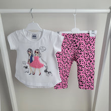 Load image into Gallery viewer, Girls Pink Leopard Print Leggings and 3d T-shirt set
