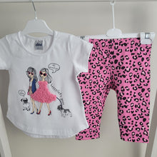 Load image into Gallery viewer, Girls Pink Leopard Print Leggings and 3d T-shirt set
