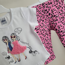 Load image into Gallery viewer, Girls Pink Leopard Print Leggings and 3d T-shirt set
