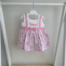 Load image into Gallery viewer, Baby Girls Pink and White Gingham and Floral Dress
