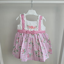 Load image into Gallery viewer, Baby Girls Pink and White Gingham and Floral Dress
