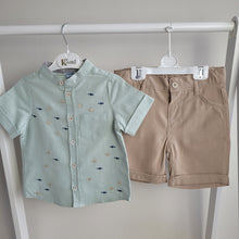 Load image into Gallery viewer, Boys Neutral Grandad Shirt and Shorts Set
