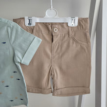 Load image into Gallery viewer, Boys Neutral Grandad Shirt and Shorts Set
