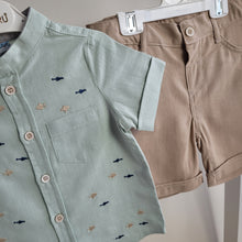 Load image into Gallery viewer, Boys Neutral Grandad Shirt and Shorts Set
