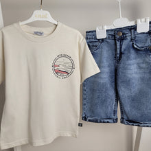 Load image into Gallery viewer, Boys Neutral T-Shirt and Denim Shorts Set
