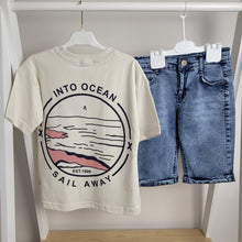 Load image into Gallery viewer, Boys Neutral T-Shirt and Denim Shorts Set
