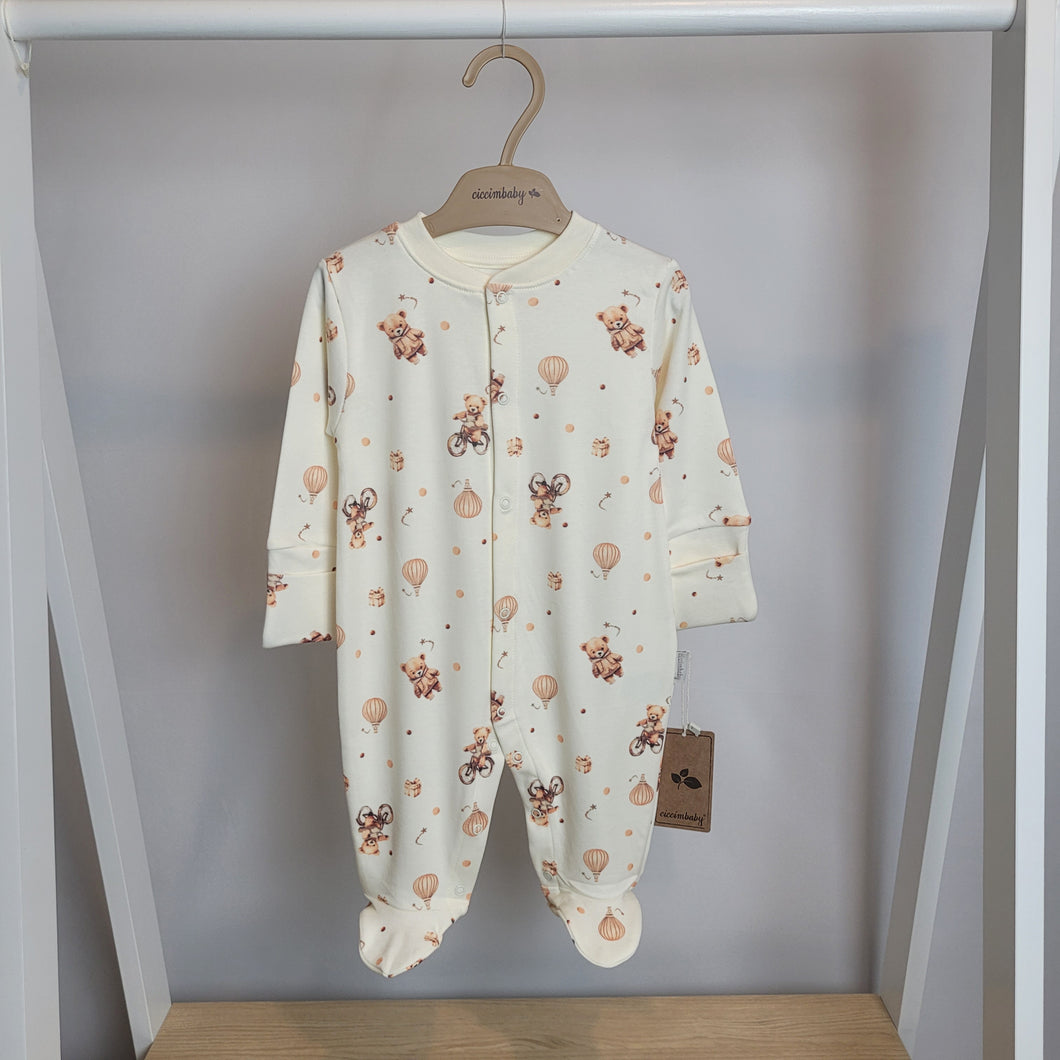 Baby Boys Cream Teddy Bear Babygrow