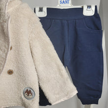 Load image into Gallery viewer, Baby Boys Cream Fleece Jacket and Jogger Set
