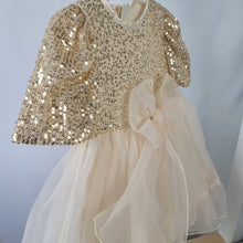 Load image into Gallery viewer, Girls Gold Sequin and Tulle Party Dress
