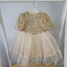 Load image into Gallery viewer, Girls Gold Sequin and Tulle Party Dress
