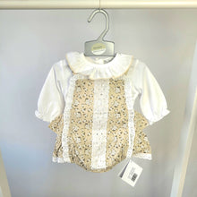 Load image into Gallery viewer, Baby Girls Beige Floral Romper Set
