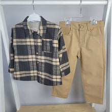 Load image into Gallery viewer, Boys&#39; Plaid Shirt and Beige Trouser Set
