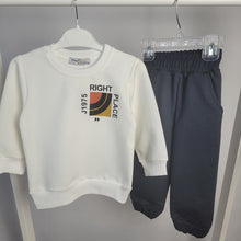 Load image into Gallery viewer, Boys Navy and White Slogan Tracksuit
