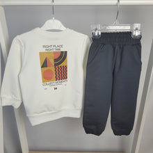 Load image into Gallery viewer, Boys Navy and White Slogan Tracksuit
