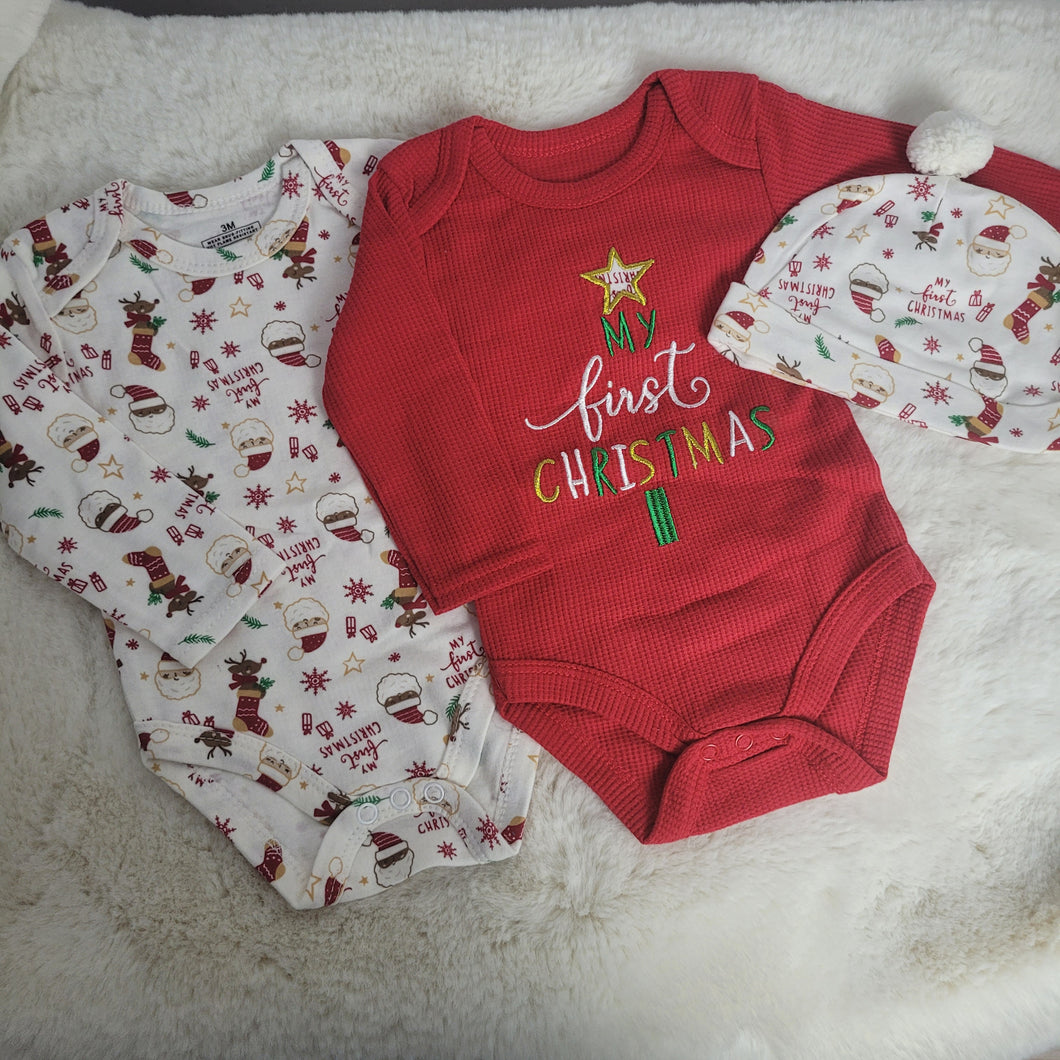 My First Christmas Romper and Hat Set