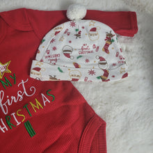 Load image into Gallery viewer, My First Christmas Romper and Hat Set
