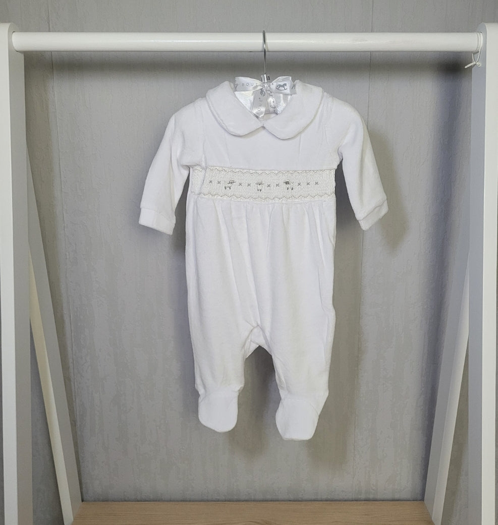 Baby Unisex Smocked Velour All In- Lambs