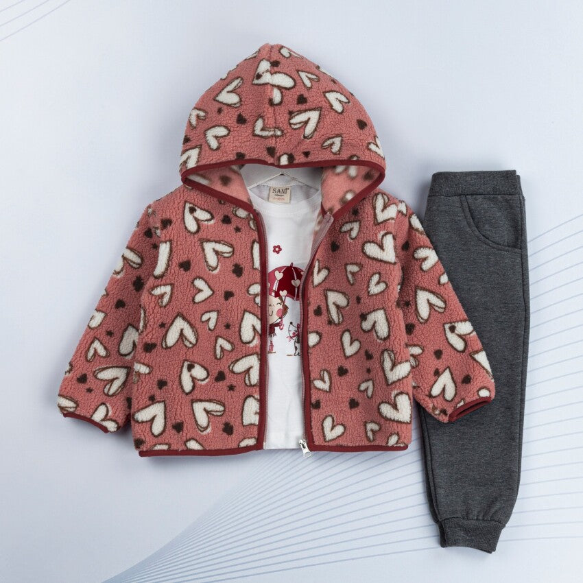 Girls 3-Piece Heart Fleece Set