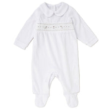 Load image into Gallery viewer, Baby Unisex Smocked Velour All In- Lambs
