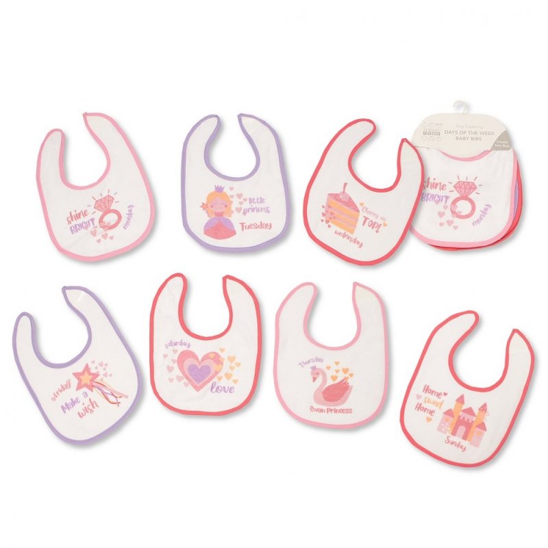 Baby Girls Princess Days of the Week Bibs