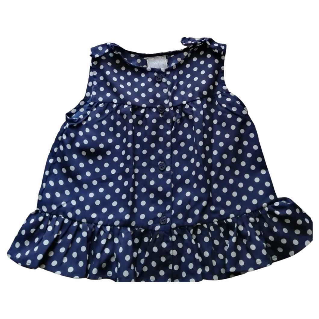 Girls navy polka dot top