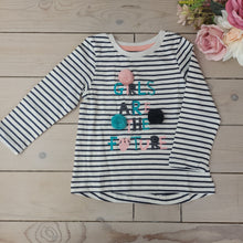 Load image into Gallery viewer, Girls navy and white stripe top
