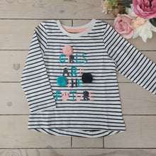 Load image into Gallery viewer, Girls navy and white stripe top
