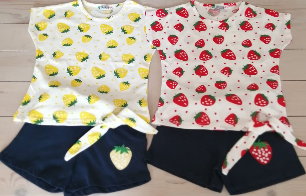 Strawberry Themed Girls Top/Shorts Set