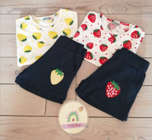 Load image into Gallery viewer, Strawberry Themed Girls Top/Shorts Set
