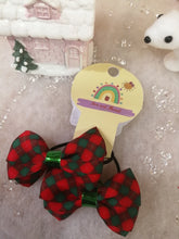 Load image into Gallery viewer, Red and Green Tartan Hairbows (Bobbles)
