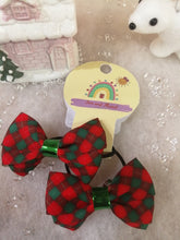 Load image into Gallery viewer, Red and Green Tartan Hairbows (Bobbles)
