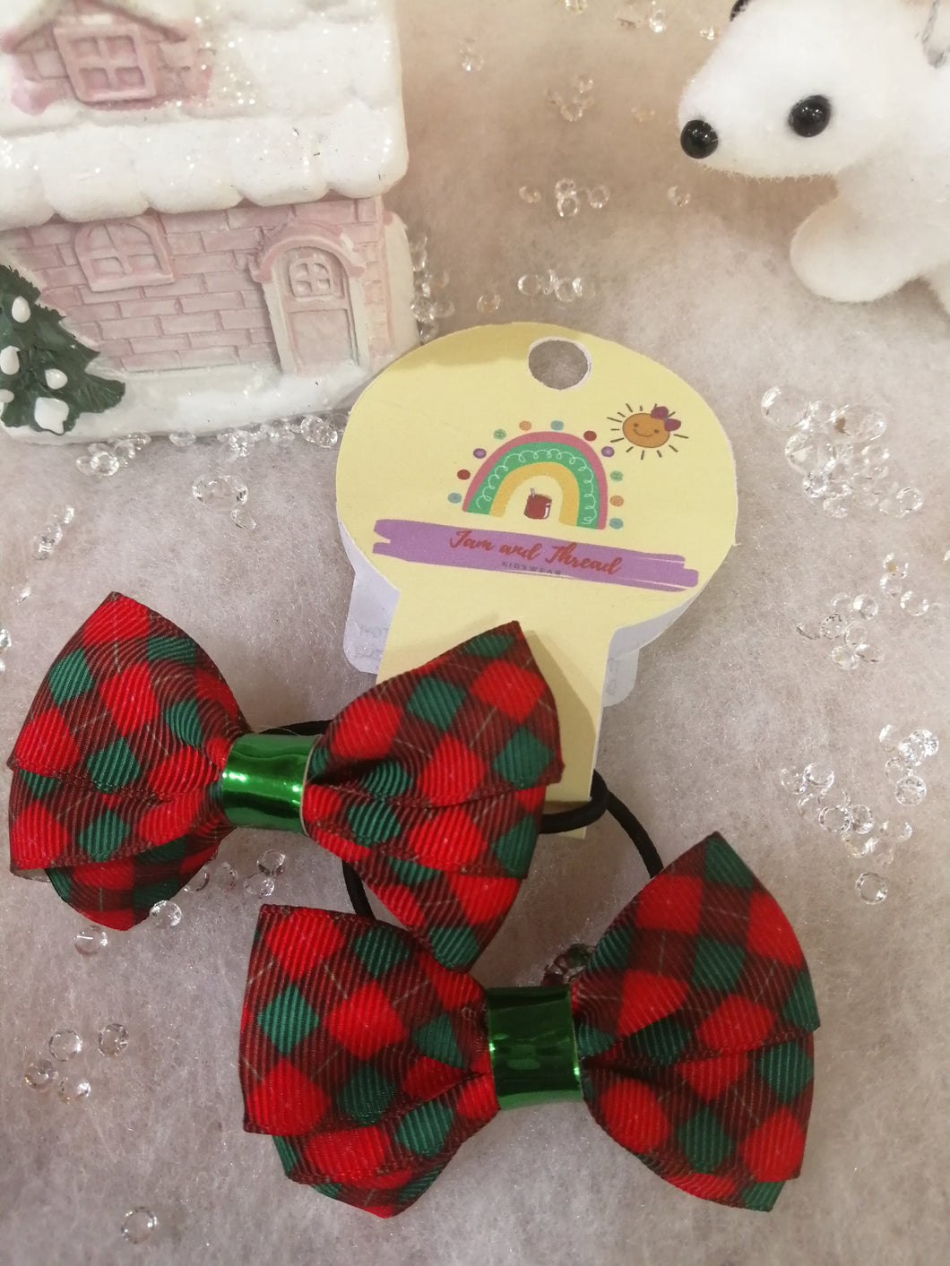 Red and Green Tartan Hairbows (Bobbles)