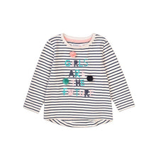 Load image into Gallery viewer, Girls navy and white stripe top
