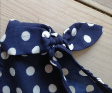 Load image into Gallery viewer, Girls navy polka dot top
